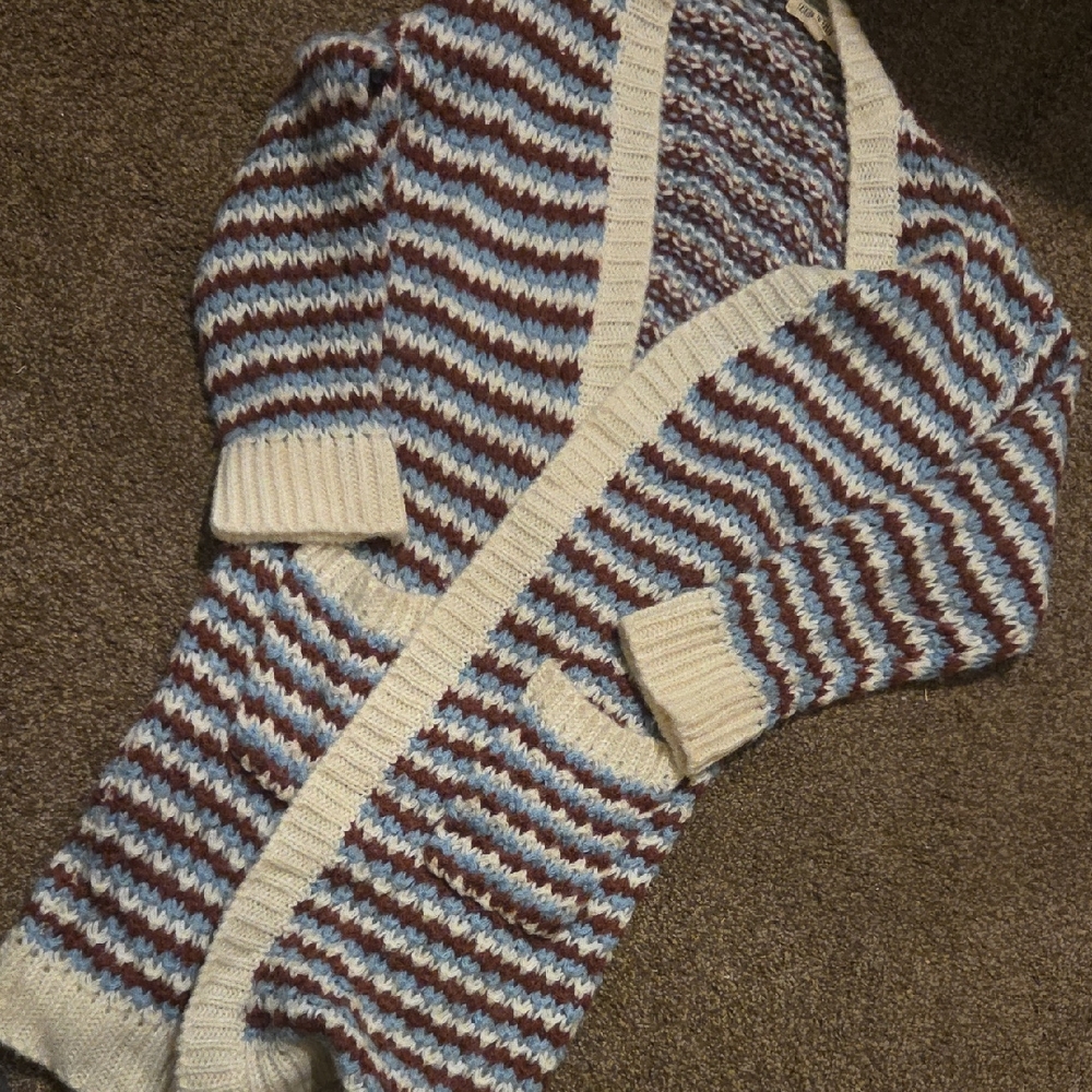 Striped Cream and Brown Women's Cardigan